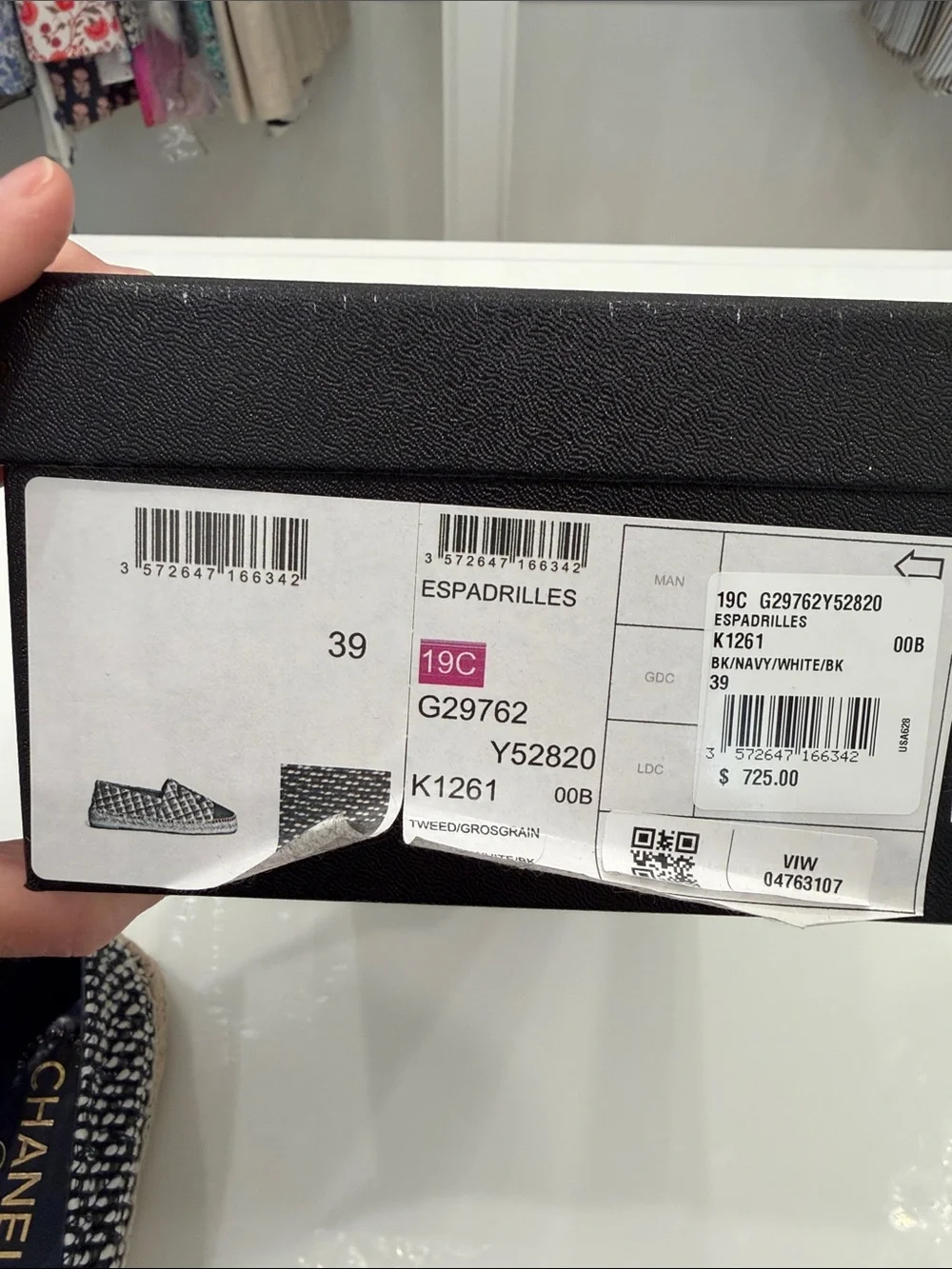 CHANEL Black & White Tweed Espadrille Slip-Ons
